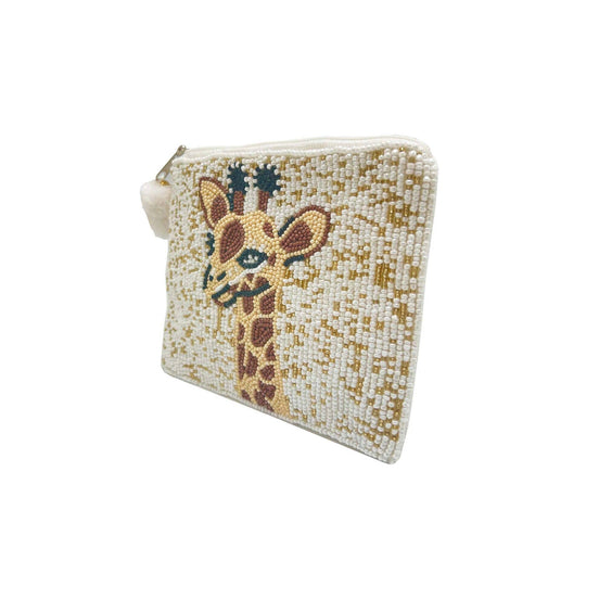 Handmade Giraffe Beaded Coin Purse