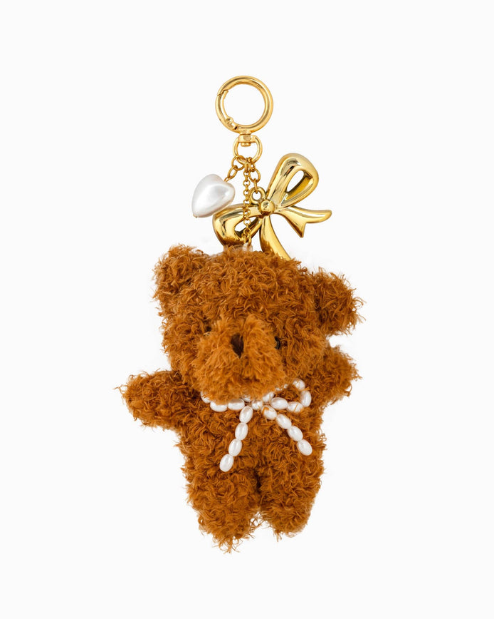 Plush Pearl Bow Teddy Bear Bag Charm