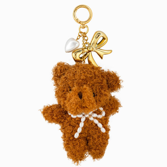 Plush Pearl Bow Teddy Bear Bag Charm