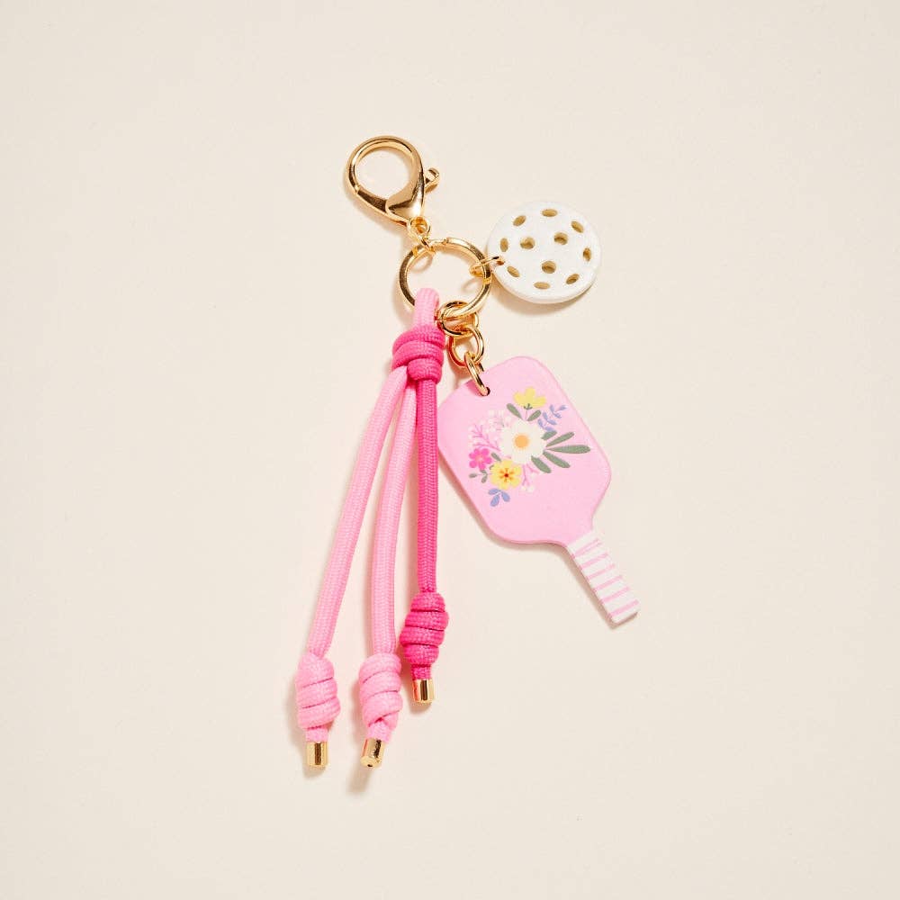 Leather Pickleball Paddle Rope Bag Charm Keychain