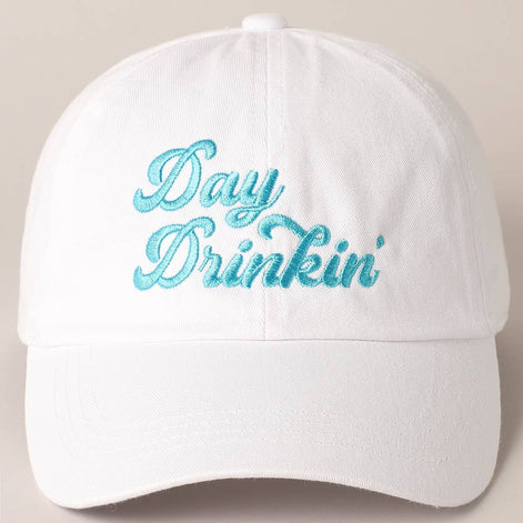 Day Drinkin' Text Embroidered Baseball Cap