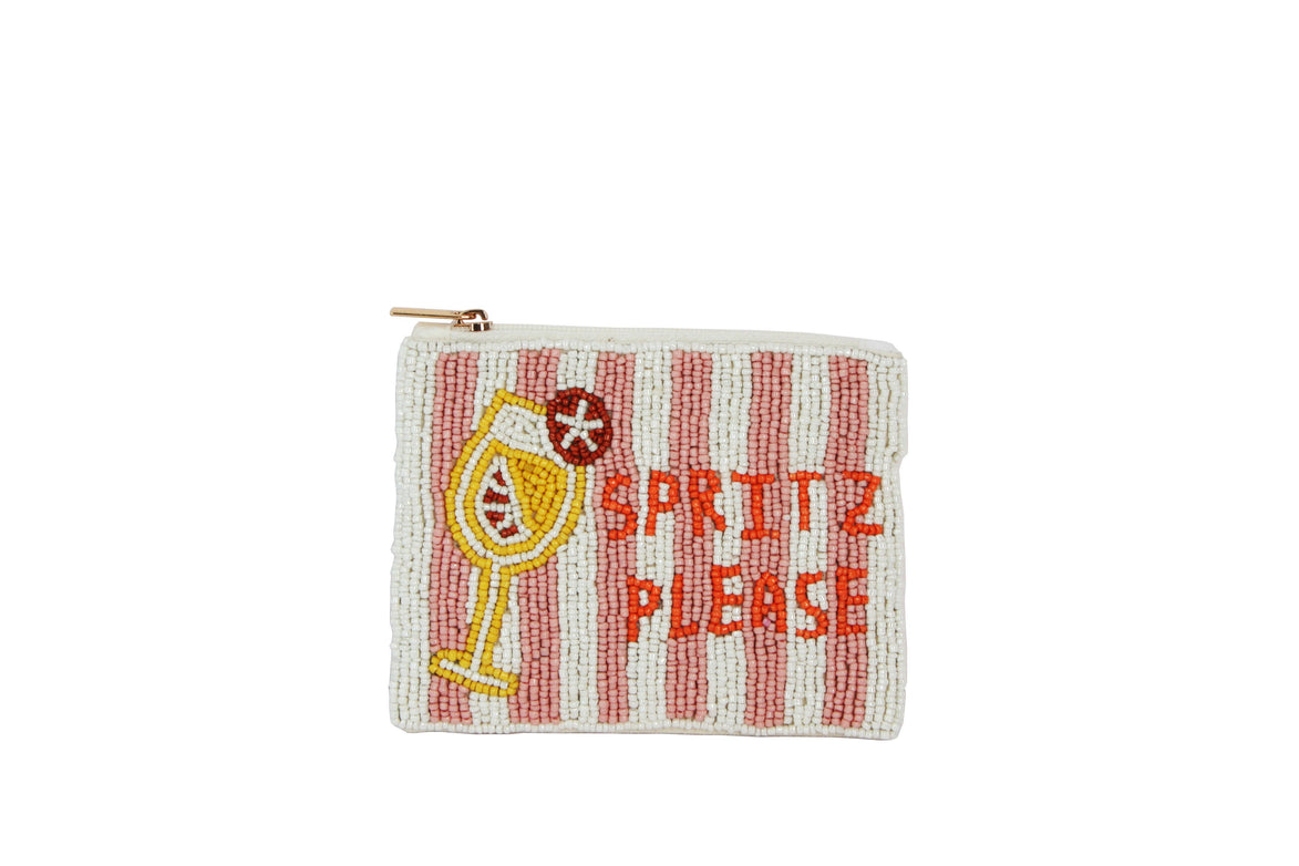 Ladies Spritz Please Fully Beaded Coin Purse