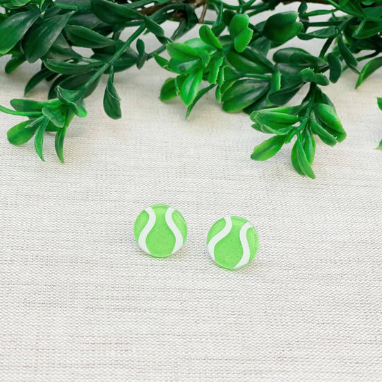Glitter Acrylic Sports Stud Earrings - Tennis