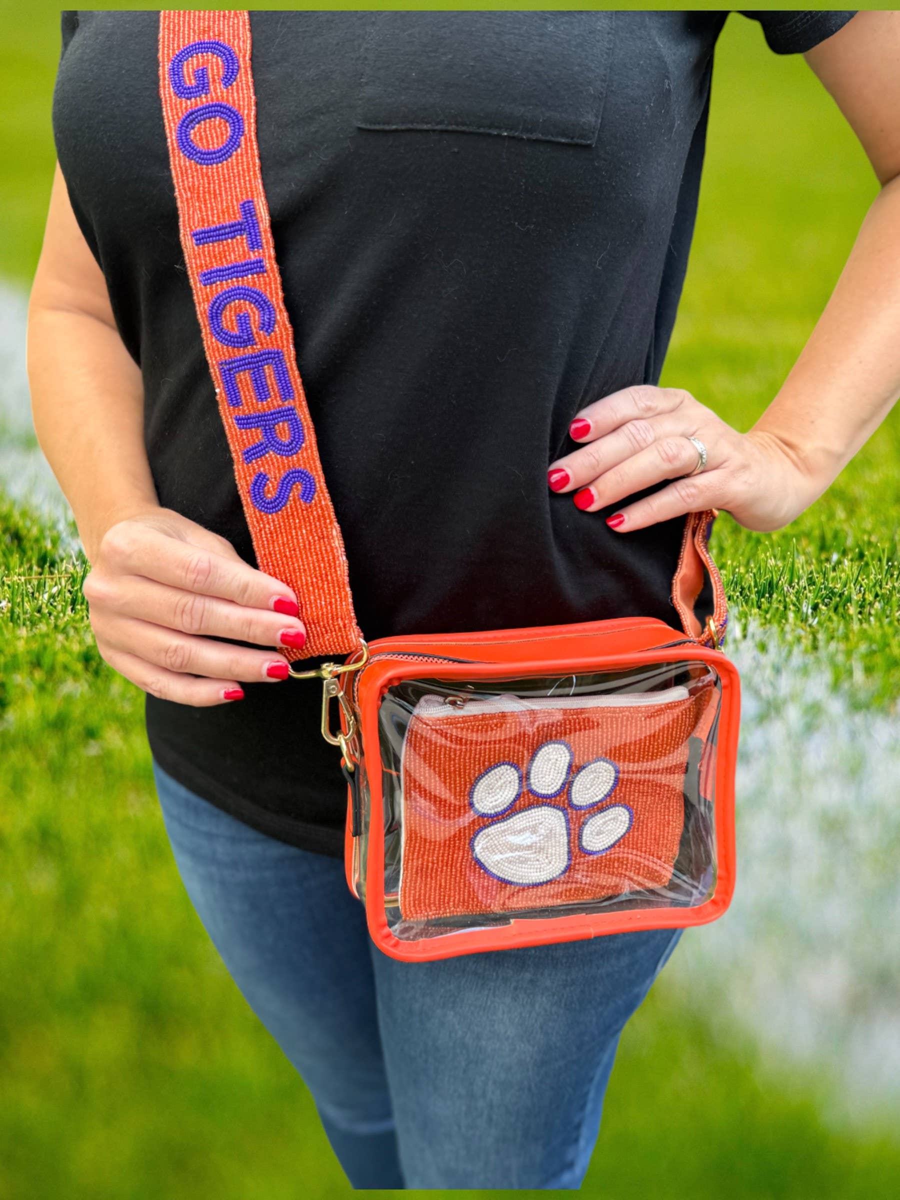 Clemson Tigers Paw Beaded Coin Purse