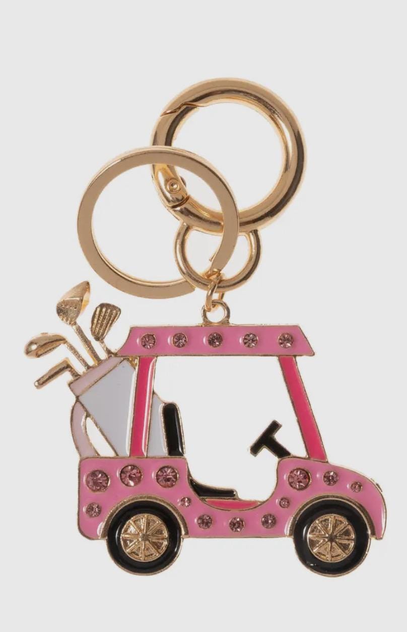 Golf Cart Rhinestone Key Chain - Pink