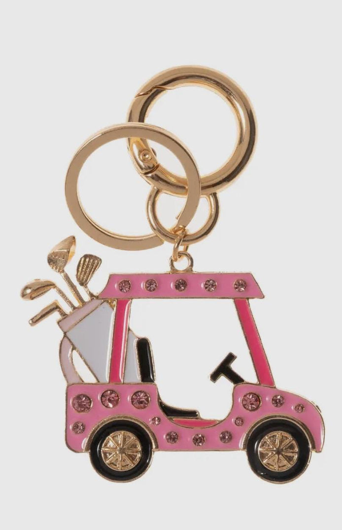 Golf Cart Rhinestone Key Chain - Pink