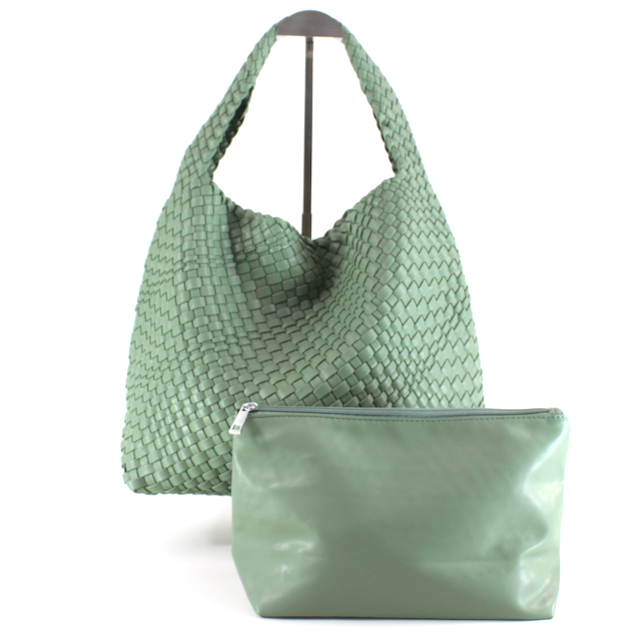 P23067 Woven Hobo Bag w/Cosmetic Pouch