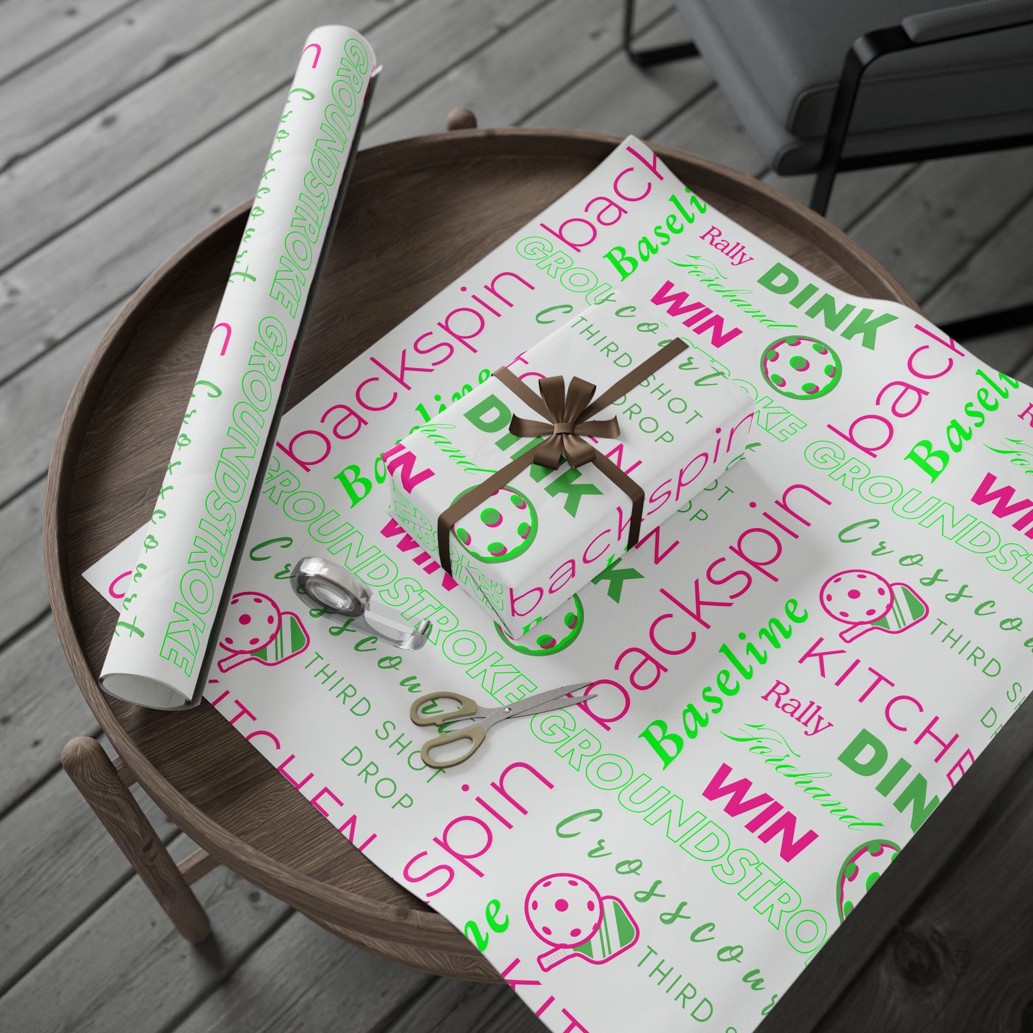 Pickled Pink Wrapping Paper, Pickleball-Themed