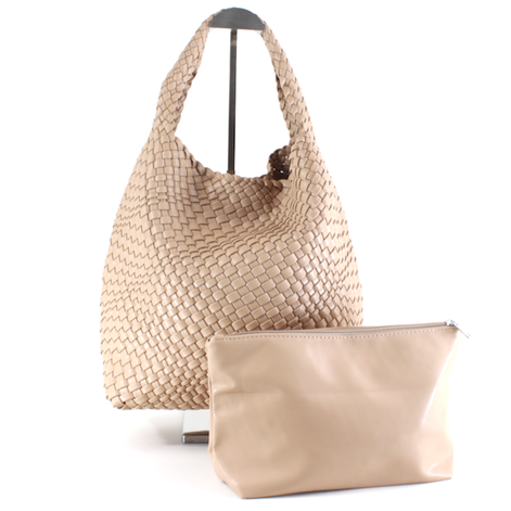 P23067 Woven Hobo Bag w/Cosmetic Pouch