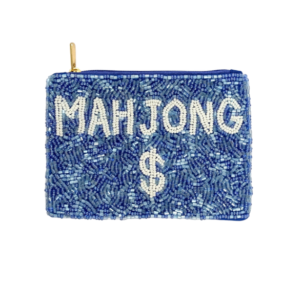 Ladies Mahjong Themed Beaded Coin Purse