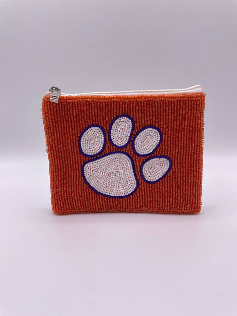 Clemson Tigers Paw Beaded Coin Purse