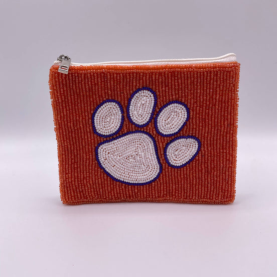 Clemson Tigers Paw Beaded Coin Purse