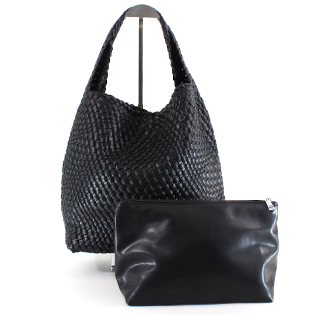 P23067 Woven Hobo Bag w/Cosmetic Pouch