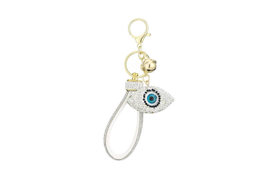 Evil Eye Themed Rhinestone Keychain