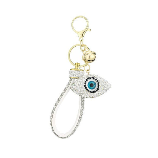 Evil Eye Themed Rhinestone Keychain