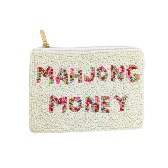 Ladies Mahjong Money Themed Beaded Coin Purse