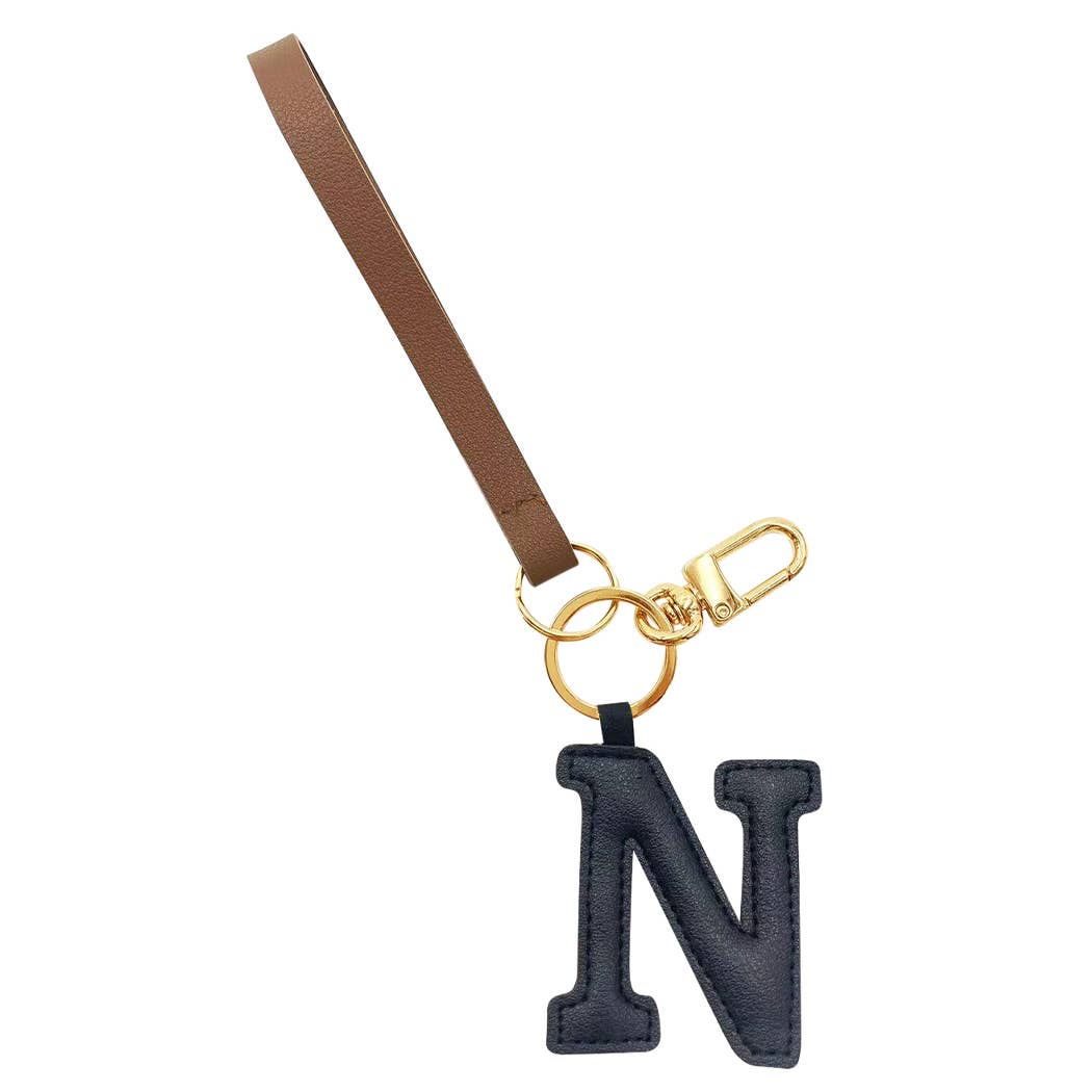 Alphabet Faux Leather Key Chain Bag Charm
