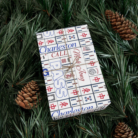 Mahjong Tile Pattern Gift Wrap Paper — Charleston, Kong & Pass Design