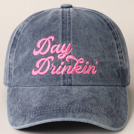 Day Drinkin' Text Embroidered Baseball Cap