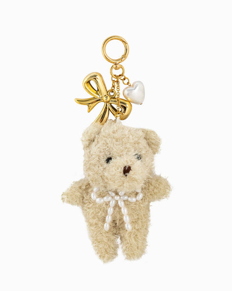 Plush Pearl Bow Teddy Bear Bag Charm