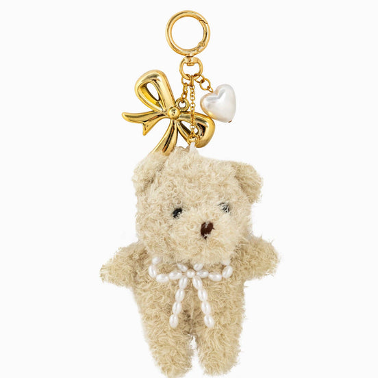 Plush Pearl Bow Teddy Bear Bag Charm