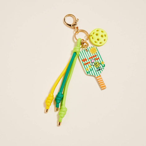Leather Pickleball Paddle Rope Bag Charm Keychain