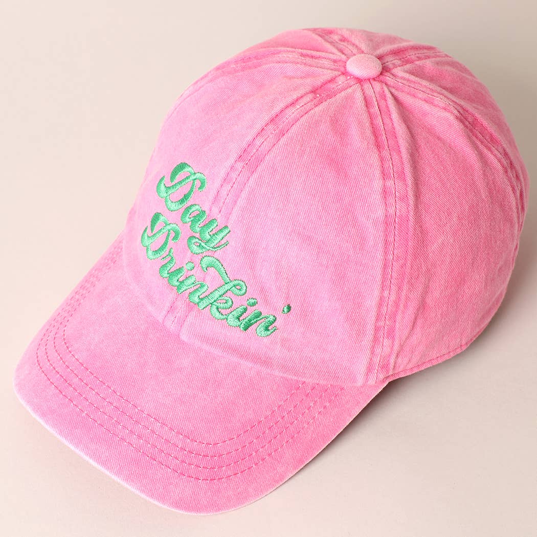 Day Drinkin' Text Embroidered Baseball Cap