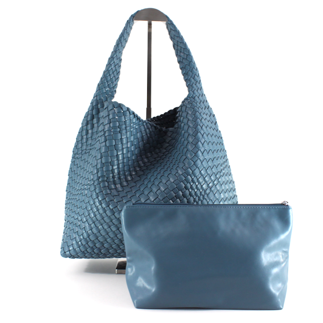 P23067 Woven Hobo Bag w/Cosmetic Pouch