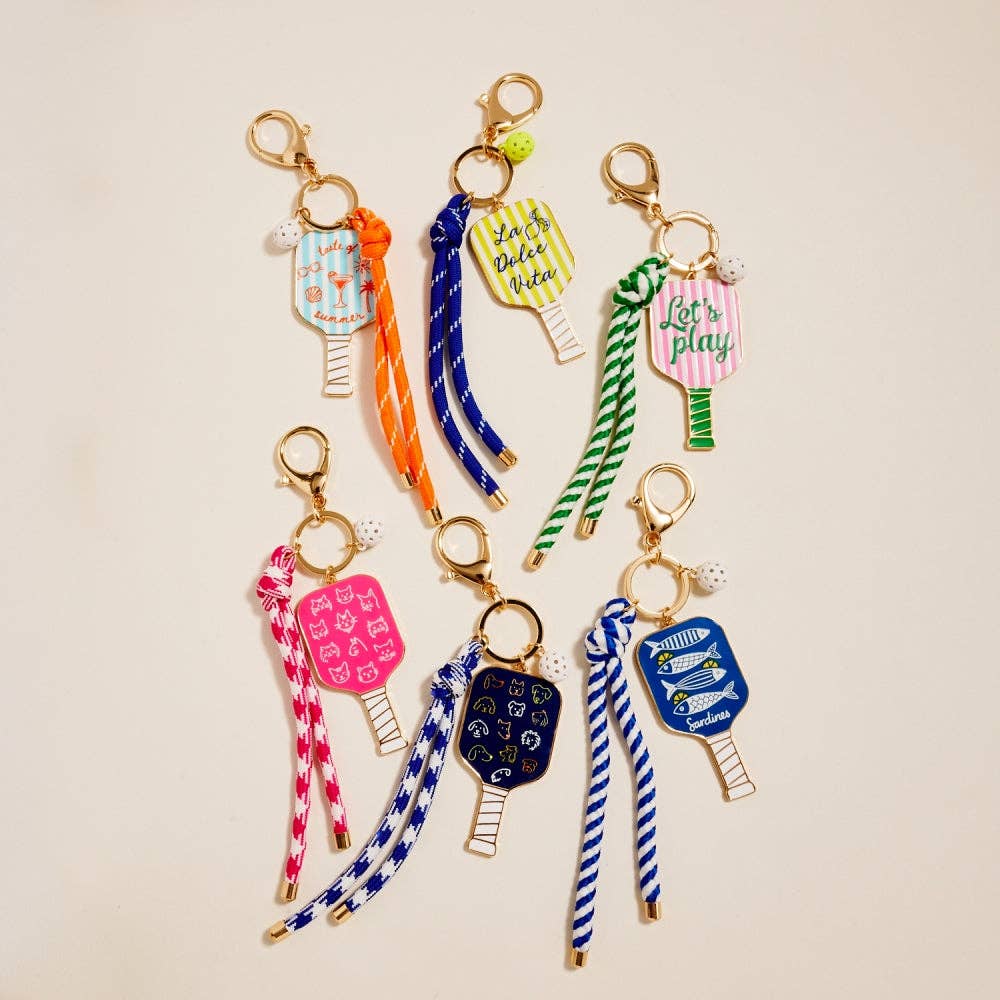 8 In Pickleball Paddle Ball Rope Bagcharm Keychain