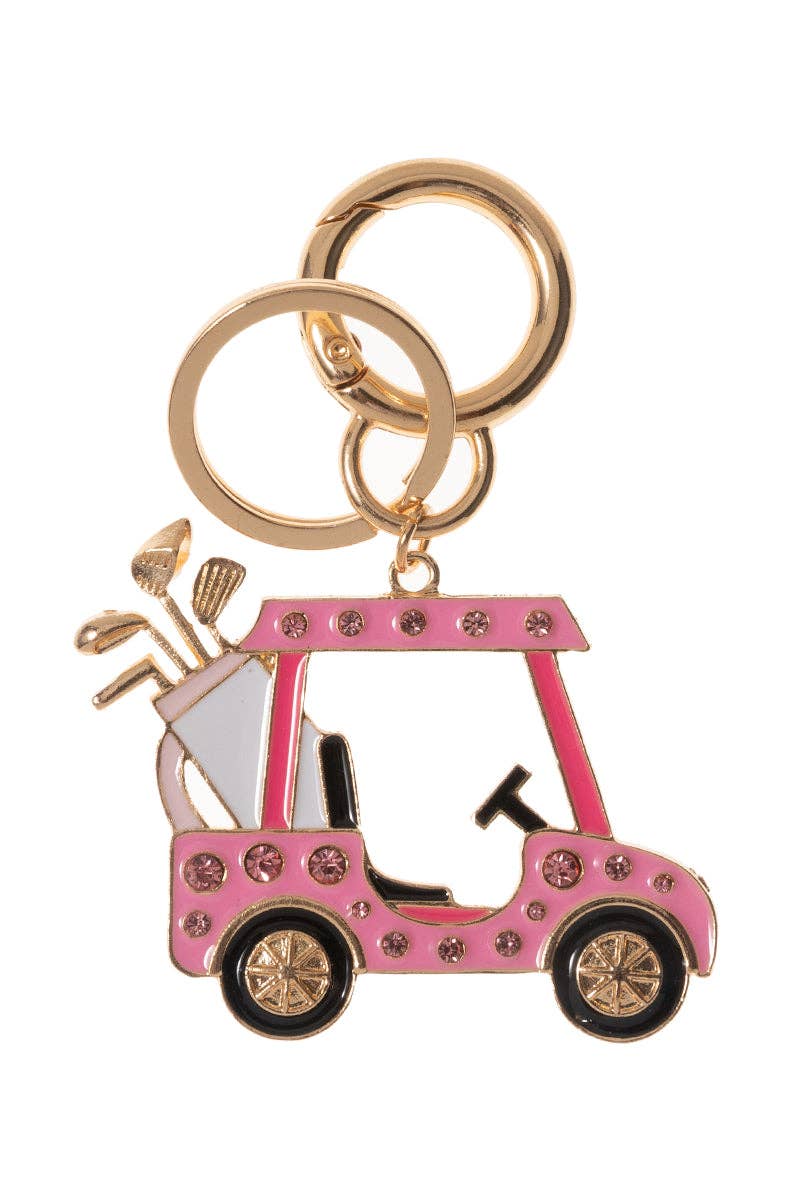 Golf Cart Rhinestone Keychain