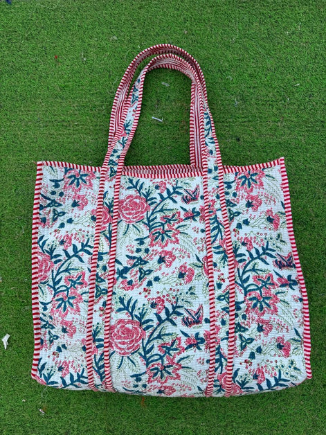 100% Cotton Floral Print Bag Women Shopping Bag Quilted Bags