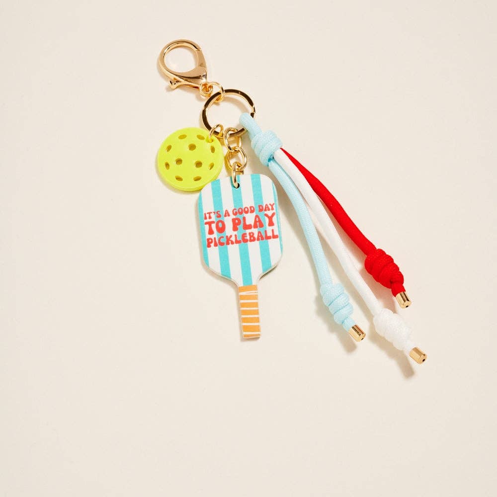Leather Pickleball Paddle Rope Bag Charm Keychain