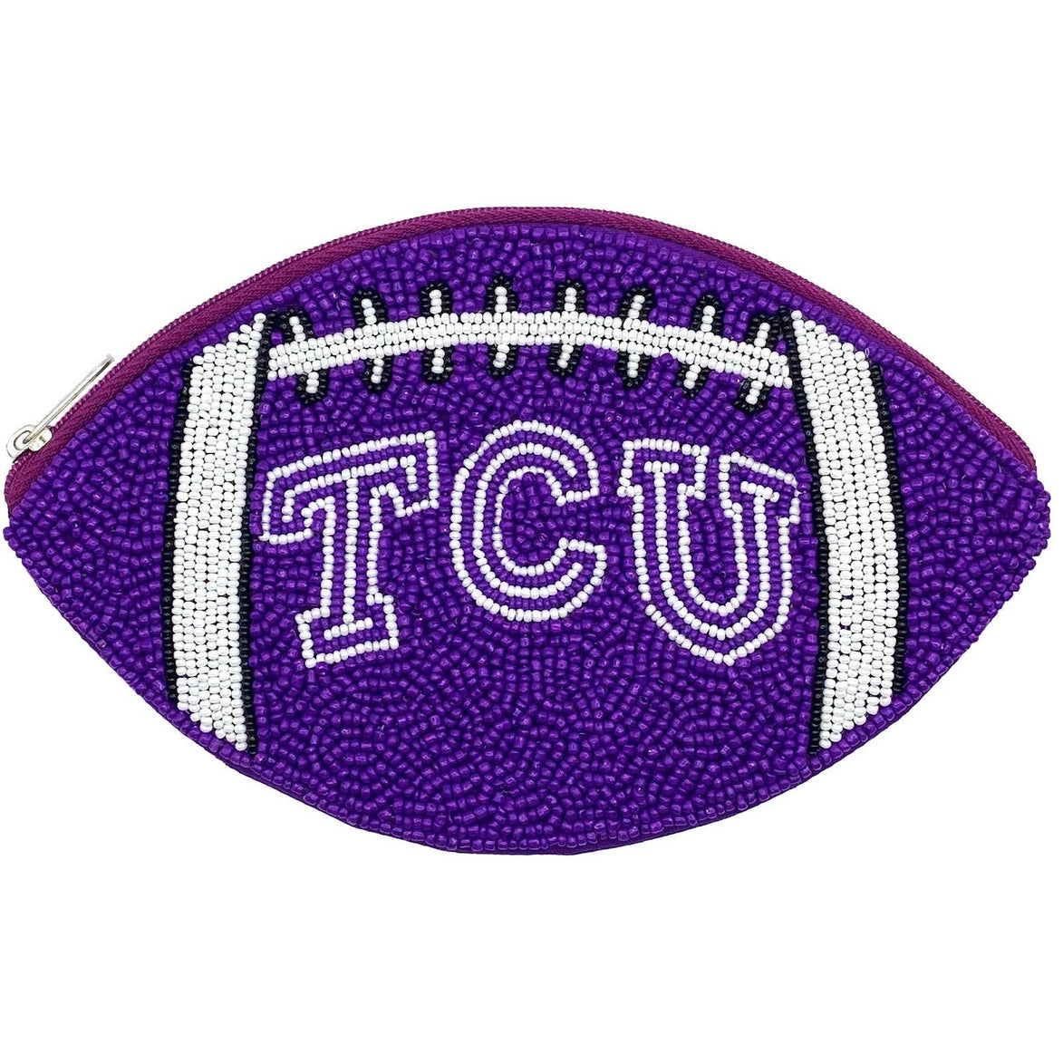 TCU FOOTBALL BEADED POUCH