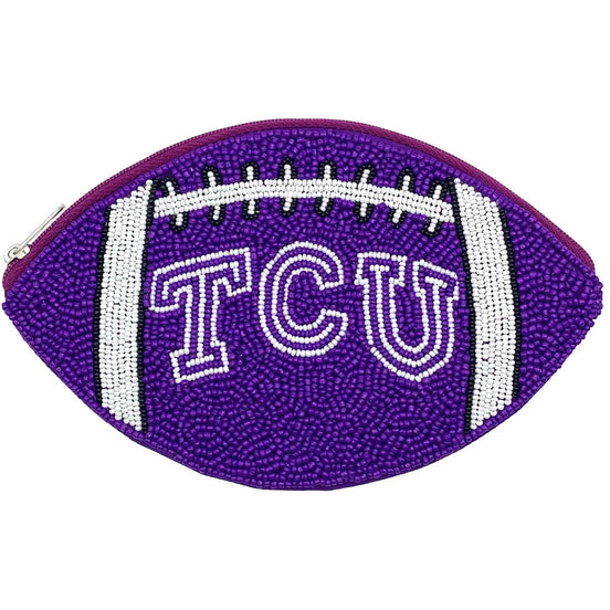 TCU FOOTBALL BEADED POUCH