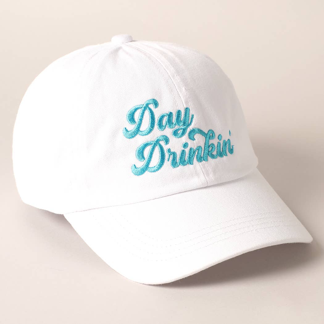 Day Drinkin' Text Embroidered Baseball Cap