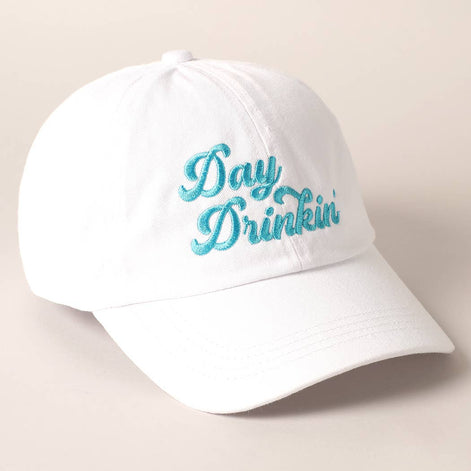 Day Drinkin' Text Embroidered Baseball Cap