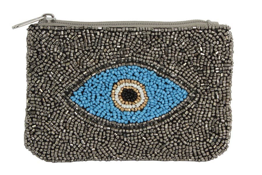 Ladies Fully Beaded EVIL EYE Fashion Coin Purse