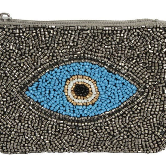 Ladies Fully Beaded EVIL EYE Fashion Coin Purse
