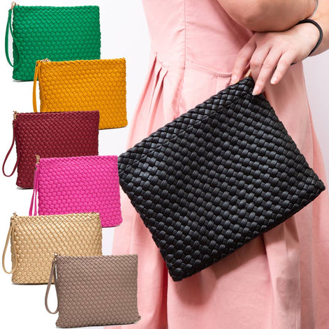Hand-woven braided Clutch Zip Wristlet Bag