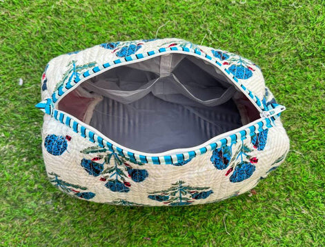 Floral Printed Cosmetic Bag Women Bag Indian Quilted Cotton