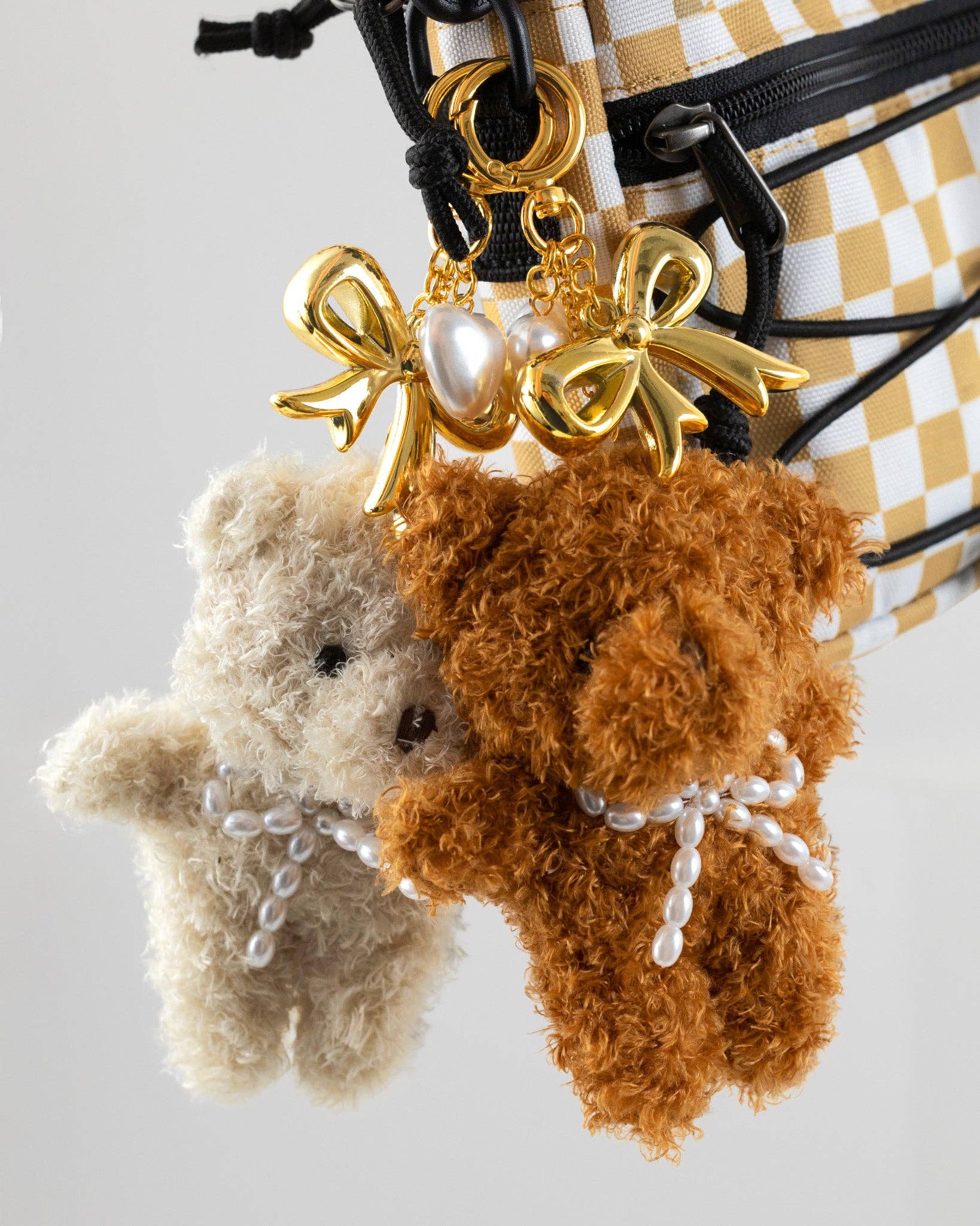 Plush Pearl Bow Teddy Bear Bag Charm