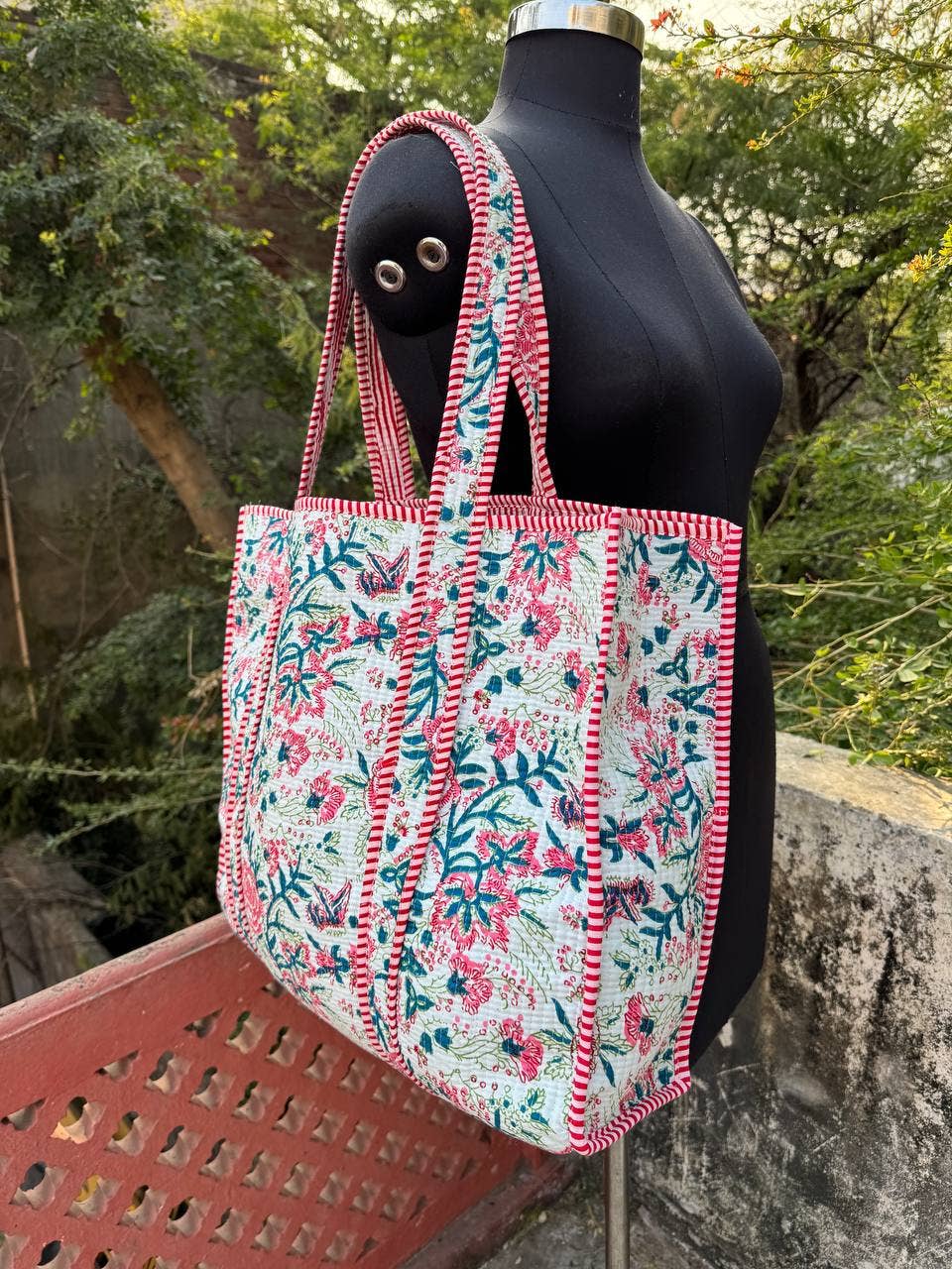 100% Cotton Floral Print Bag Women Shopping Bag Quilted Bags