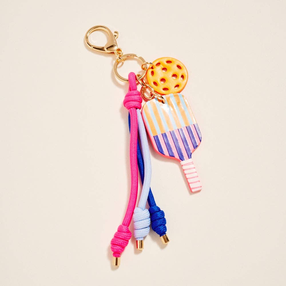 Leather Pickleball Paddle Rope Bag Charm Keychain