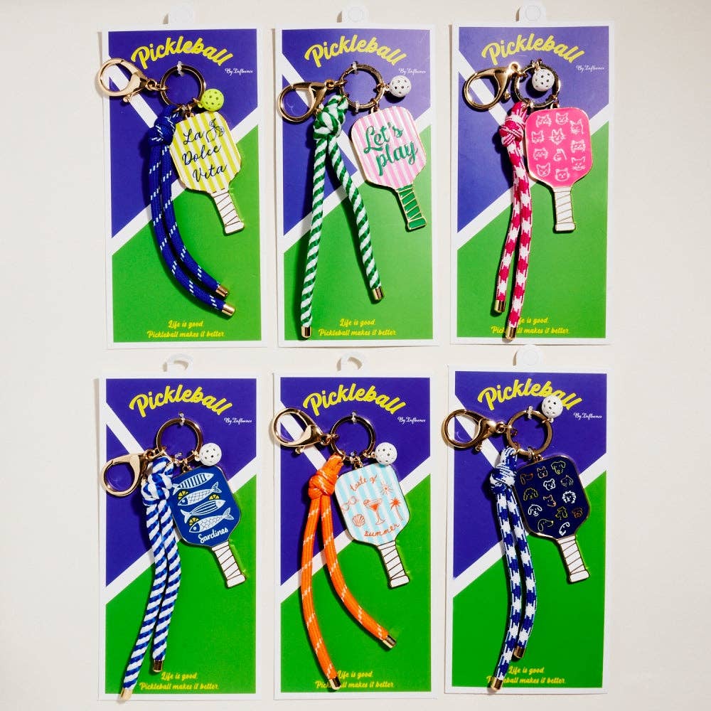 8 In Pickleball Paddle Ball Rope Bagcharm Keychain