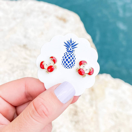 Crab Enamel Stud Earrings