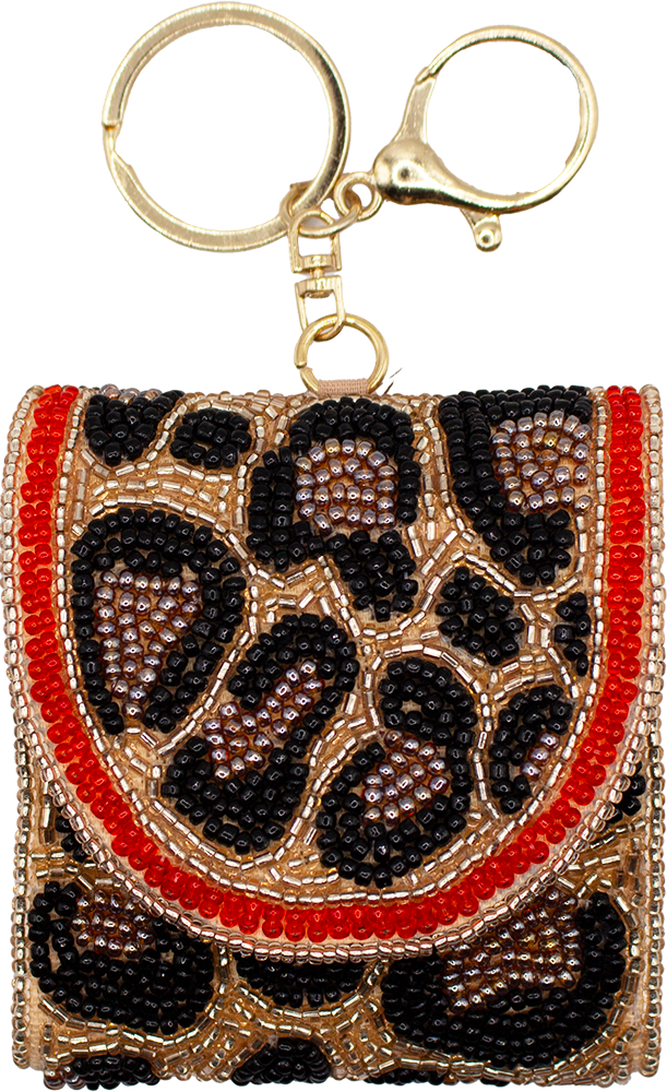 ANIMAL PRINT BEADED AIRPOD HOLDER