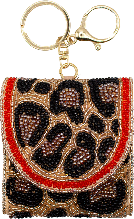 ANIMAL PRINT BEADED AIRPOD HOLDER
