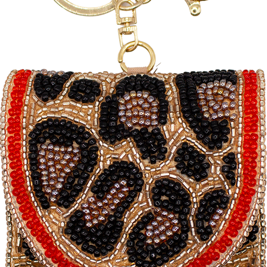 ANIMAL PRINT BEADED AIRPOD HOLDER