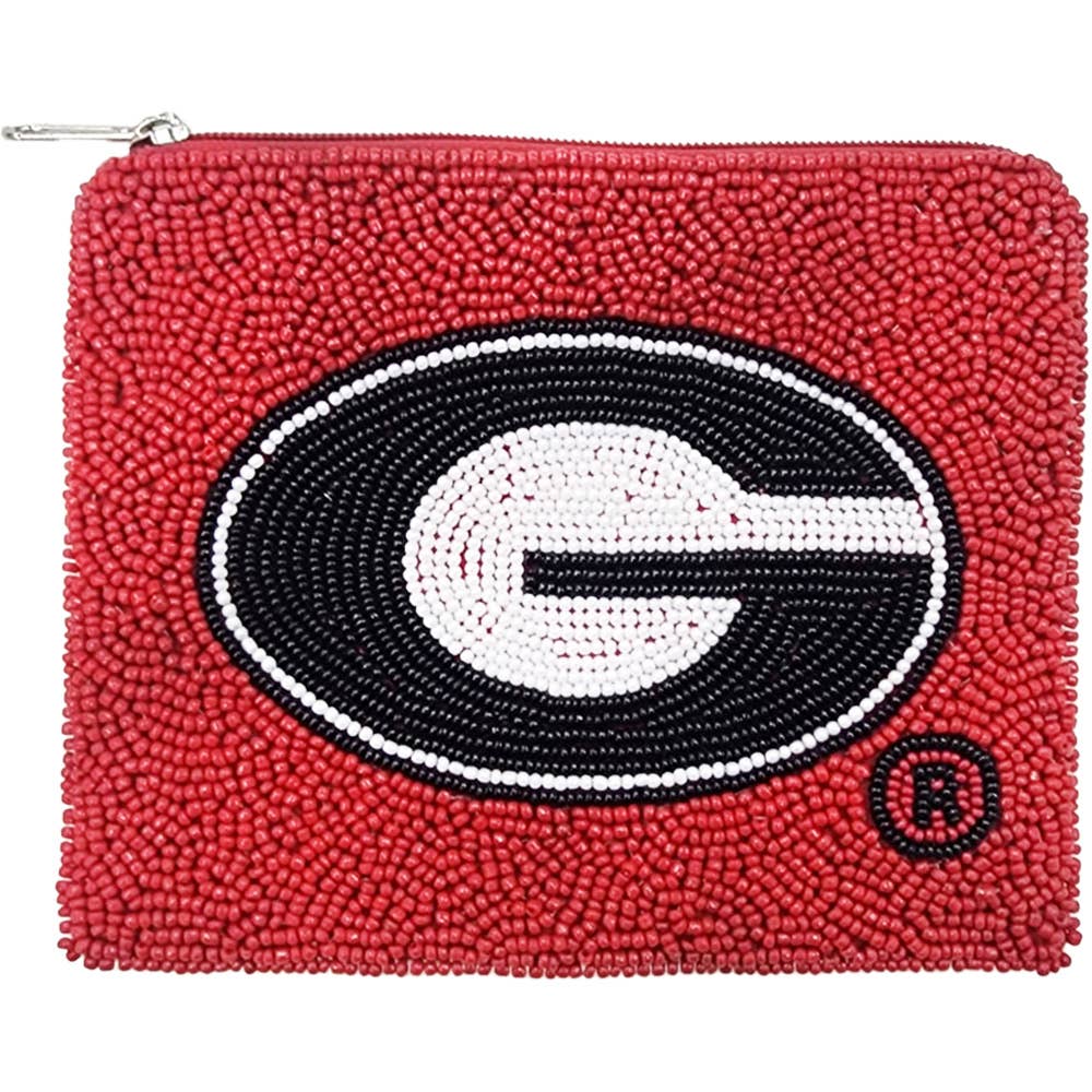 GEORGIA BULLDOG RED BEADED POUCH