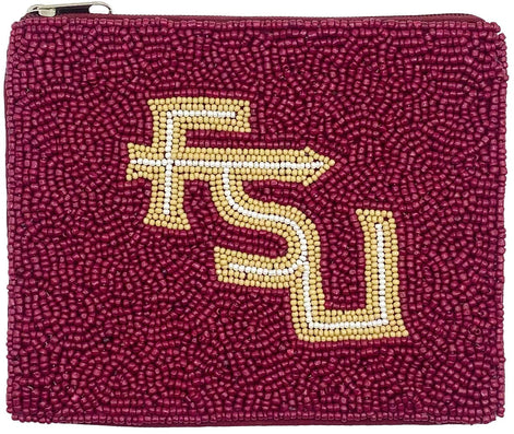 BURGUNDY FSU BEADED POUCH